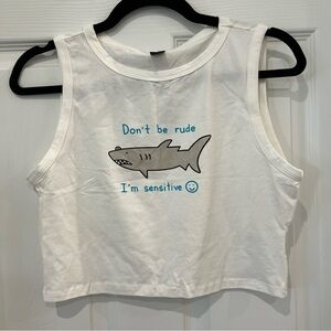 Cropped White Tank with a Shark NWT
